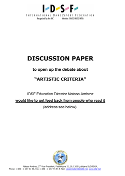 Initial artistic criteria guidelines for I