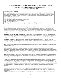 A BRIEF OUTLINE OF THE HISTORY OF ST. ALOYSIUS PARISH