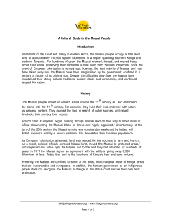 A Cultural Guide to the Maasai People Introduction Inhabitants of the