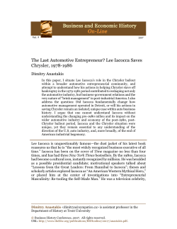 The Last Automotive Entrepreneur? Lee Iacocca Saves Chrysler