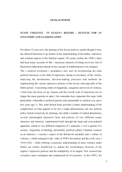 NICOLAS WERTH STATE VIOLENCE IN STALIN`s REGIME
