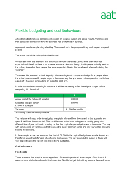 Flexible budgeting and cost behaviours