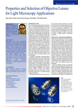 Properties and selection of objective lenses for light microscopy