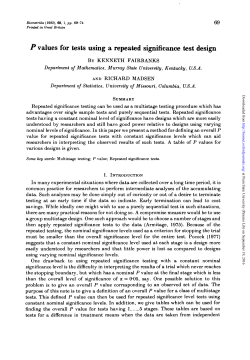 P values for tests using a repeated significance test design