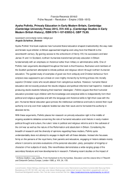 Aysha Pollnitz, Princely Education in Early Modern