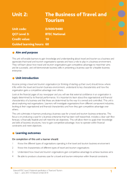 Unit 2: The Business of Travel and Tourism - Edexcel