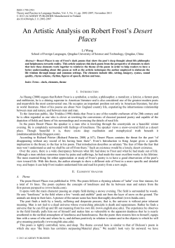 An Artistic Analysis on Robert Frost`s Desert Places
