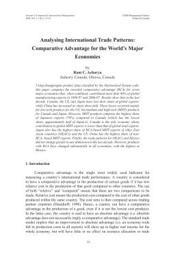 Analysing International Trade Patterns: Comparative Advantage for
