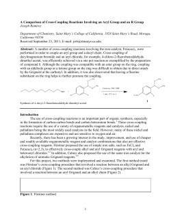1 A Comparison of Cross-Coupling Reactions Involving an Aryl