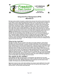 Integrated Pest Management (IPM) BED BUGS