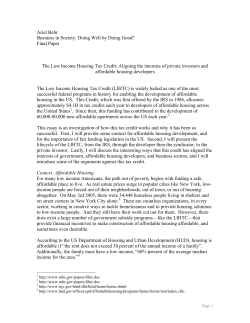 The Low Income Housing Tax Credit