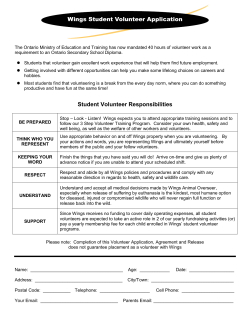 Student Volunteer Responsibilities Wings Student Volunteer