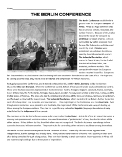 THE BERLIN CONFERENCE - Mr. John Middleton Teacher