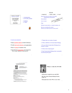 1. Introductions 2. 3x5 cards, photos 3. Syllabus 4. Topics &bull; Grasp