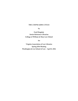 THE CORPUS JURIS CIVILIS by Fred Dingledy Senior Reference