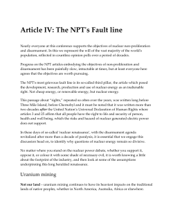 Article IV: The NPT`s Fault line - Nuclear Information and Resource