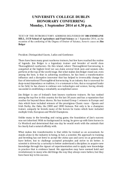 UNIVERSITY COLLEGE DUBLIN HONORARY CONFERRING