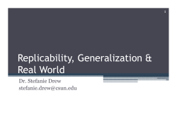 CH 14 Replicability, Generalization and Real World