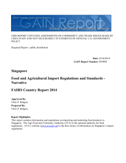 Singapore Food And Agricultural Import