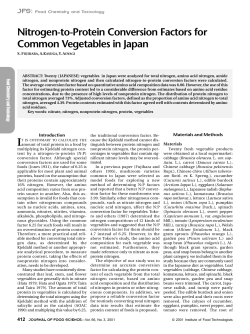 Nitrogen-to-Protein Conversion Factors for Common Vegetables in