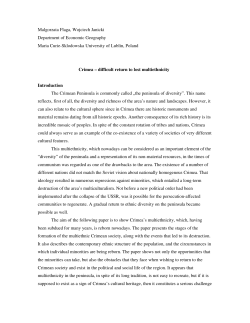 22 Crimea &ndash; difficult return to lost multiethnicity