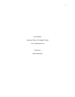 1 User Manual: American History Newspaper Project www
