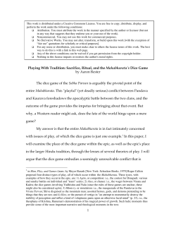 Playing With Tradition: Sacrifice, Ritual, and the
