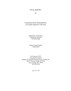 Final Report For Presentation Rate and Readability of Closed
