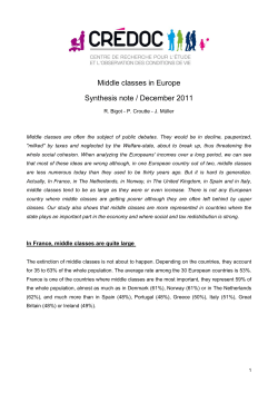 Middle classes in Europe Synthesis note / December 2011