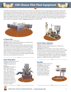 CDR Cheese Pilot Plant Equipment