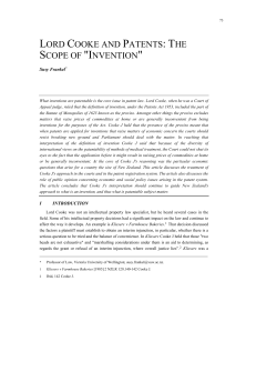 lord cooke and patents: the scope of "invention"