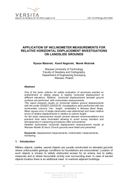 application of inclinometer measurements for relative horizontal