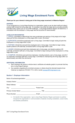 Living Wage Enrolment Form 2017 with employer benefits