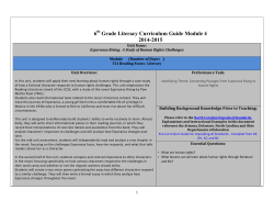 Grade Literacy Curriculum Guide Module 4 2014-2015