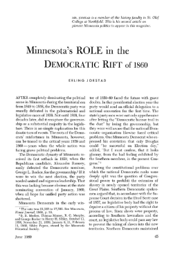 Minnesota`s role in the Democratic rift of 1860.
