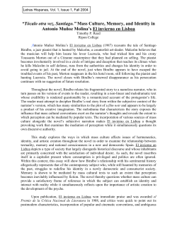 Mass Culture, Memory, and Identity in Antonio Mu&ntilde;oz Molina`s El