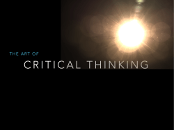 Workshop 1 - The Art of Critical Thinking