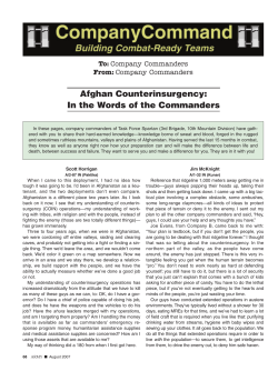 Afghan Counterinsurgency: In the Words of the Commanders