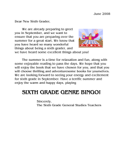 SIXTH GRADE GENRE BINGO!