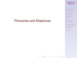 Phonemes and Allophones