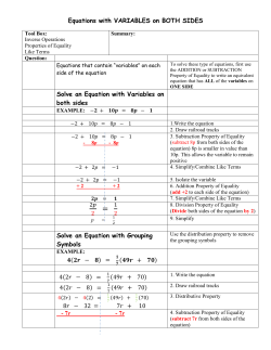 Equations with VARIABLES on BOTH SIDES Solve an Equation with
