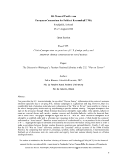 The Discursive Writing of a Puritan National Identity in the U.S. "War