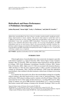 Biofeedback and Dance Performance: A Preliminary Investigation