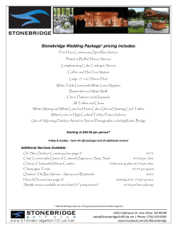 Stonebridge Wedding Package* pricing includes