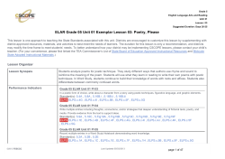 ELAR Grade 05 Unit 01 Exemplar Lesson 03: Poetry, Please