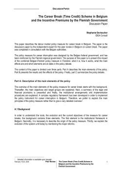The Career Break (Time Credit) Scheme in Belgium and the