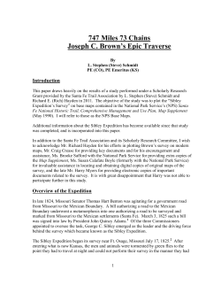 747 Miles 73 Chains Joseph C. Brown`s Epic Traverse