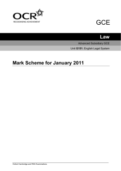Mark scheme - Unit G151 - English legal system - January