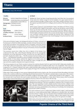 Third Reich Cinema:Programme Notes