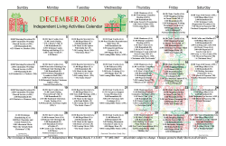 Independent Living Activities Calendar